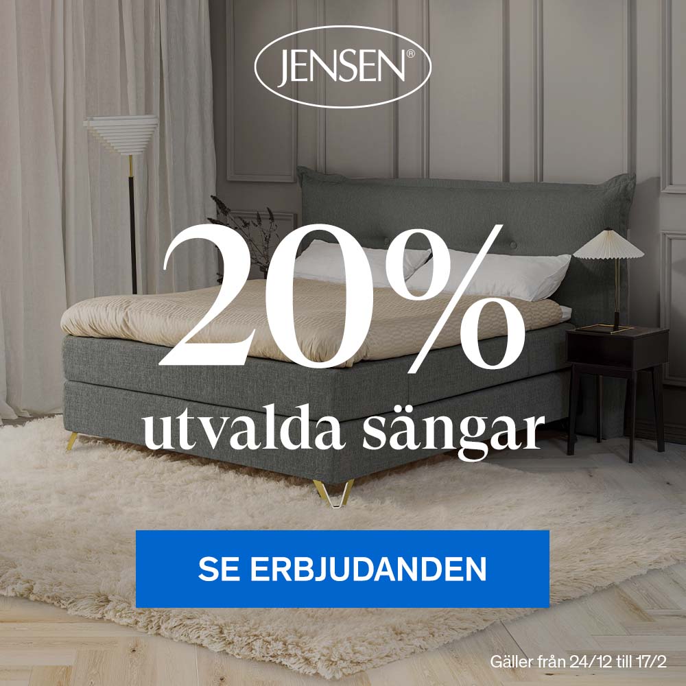 Jensen utvalda sängar 20%.